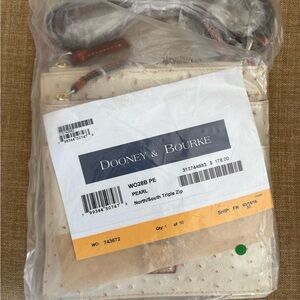 Dooney & Bourke Pearl Ostrich North South Triple Zip Crossbody Bag